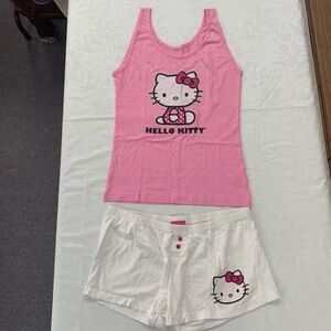Hello Kitty Pink Tank and White Shorts Pajama Set NWOT
